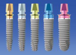 5 Frialit® Zahnimplantate in verschiedenen Durchmessern für unterschiedliche Knochenverhältnisse